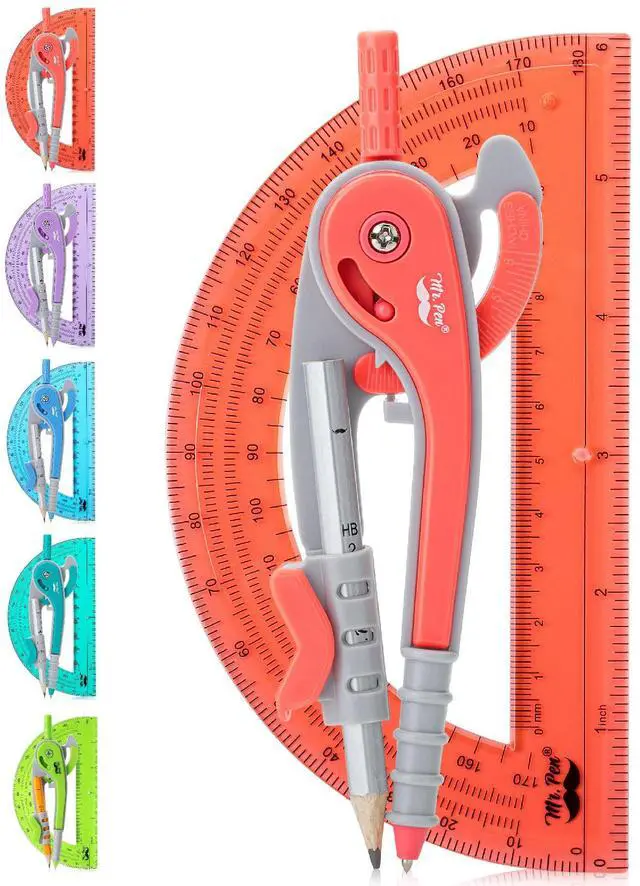 Main image of Mr. Pen- Geometry Compass and Protractor Set, 6 Inch Compass