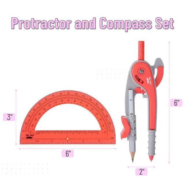 Alt view image 2 of 7 - Mr. Pen- Geometry Compass and Protractor Set, 6 Inch Compass