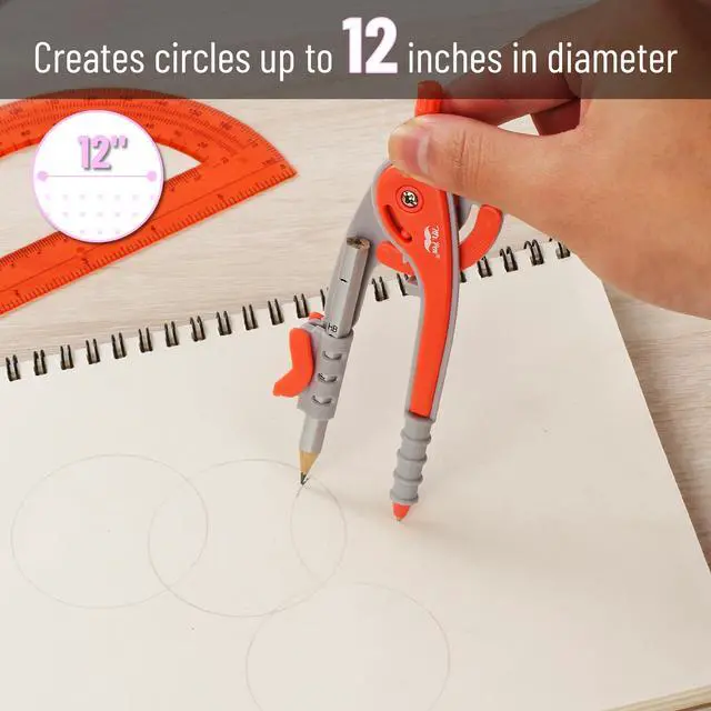 Alt view image 3 of 7 - Mr. Pen- Geometry Compass and Protractor Set, 6 Inch Compass