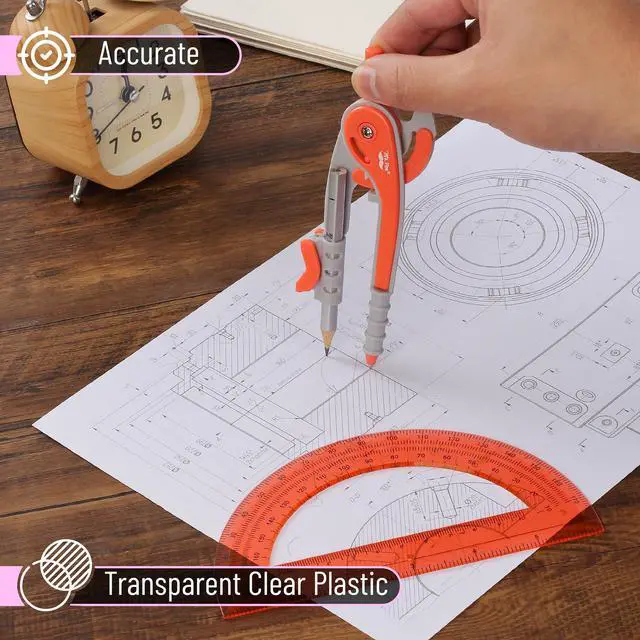 Alt view image 4 of 7 - Mr. Pen- Geometry Compass and Protractor Set, 6 Inch Compass