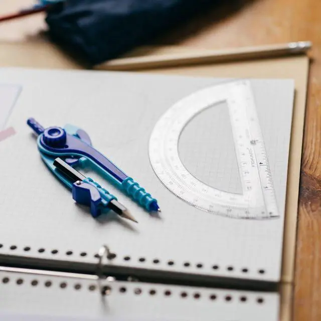 Alt view image 5 of 5 - Fiskars Plastic Compass and Protractor Set, Math Geometry Kit for Kids 8+, School Supplies, Includes Pencil, Color Varies