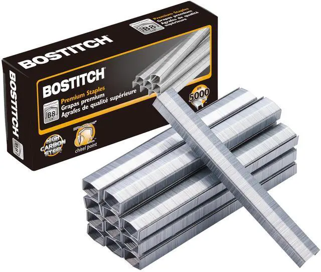Main image of Bostitch Office B8 PowerCrown 0.25 Inch Staples, Pack of 5,000 Staples (STCRP21151/4), Silver
