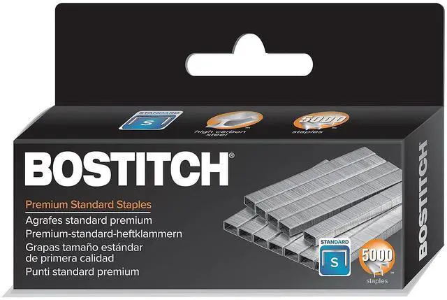 Main image of Bostitch Office Premium Staples for Jam-Free Stapling, 0.25 Inch, Full Strip, 5,000 Staples/Box