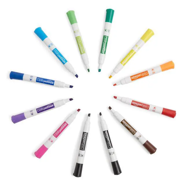 Alt view image 4 of 4 - Amazon Basics Lowe-Odor Dry Erase Whiteboard Markers, Chisel Tip, Quick-Dry, Black, 12-Pack