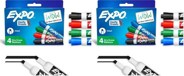 Main image of EXPO Dry Erase Markers, Low Odor Ink, Assorted Colors, Chisel Tip, Whiteboard, Calendar, Organization, Essential Supplies for Office, School, Classroom, Teachers, 4 Count (Pack of 2)
