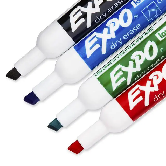 Alt view image 3 of 7 - EXPO Dry Erase Markers, Low Odor Ink, Assorted Colors, Chisel Tip, Whiteboard, Calendar, Organization, Essential Supplies for Office, School, Classroom, Teachers, 4 Count (Pack of 2)