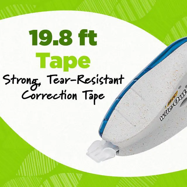 Alt view image 3 of 7 - BIC Ecolutions Wite-Out Brand Correction Tape, 19.6 Feet, 2-Count Pack, Correction Tape Made from 56% Recycled Plastic Excluding Tape