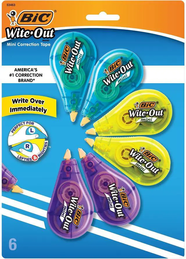 Main image of BIC Wite-Out Mini Correction Tape, White, No Dry Time, Long Lasting, 6-Count