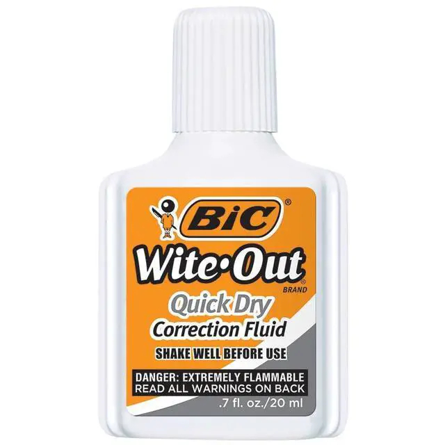 Alt view image 5 of 5 - BIC Wite-Out Correction Fluid, White, 20mL | Quick Dry | Easy Application | 2-Pack