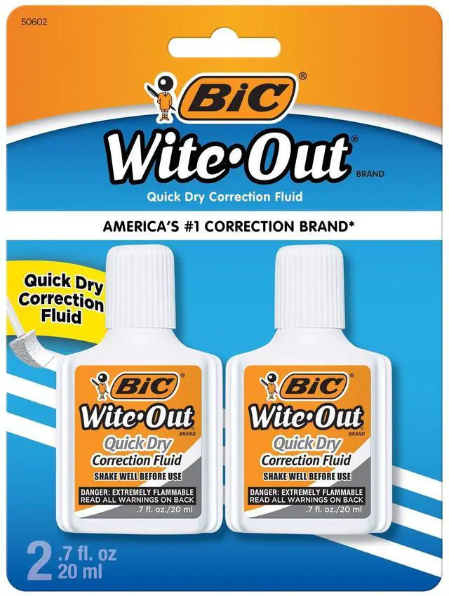 Main image of Bic Wite-Out Quick Dry Correction Fluid - 2 pack - white color writeout - white-out