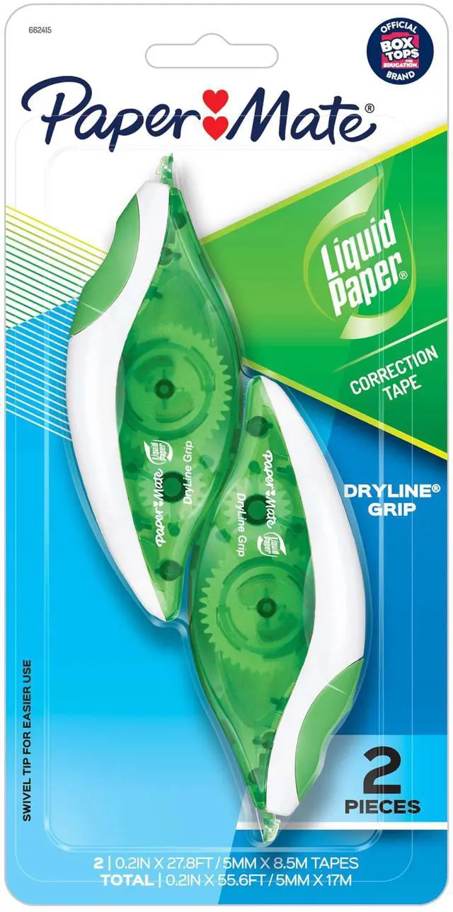 Main image of Paper Mate Paper Mate Liquid Paper DryLine Grip Correction White Tape, 2 Count