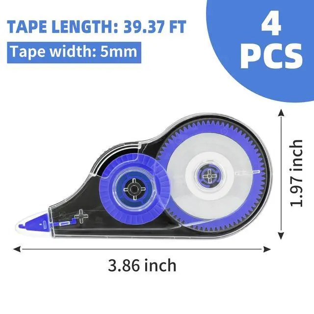 Alt view image 2 of 7 - JEFURE 4 Pcs Colorful Correction Tape, Easy To Use Applicator for Instant Corrections, Smooth White Wrong Out Tear-Resistant Bulk for School, Office, Note Taking (Tape Width 0.2 in, Clear)