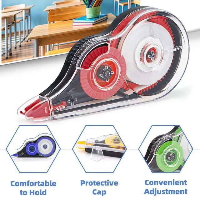 Alt view image 3 of 7 - JEFURE 4 Pcs Colorful Correction Tape, Easy To Use Applicator for Instant Corrections, Smooth White Wrong Out Tear-Resistant Bulk for School, Office, Note Taking (Tape Width 0.2 in, Clear)