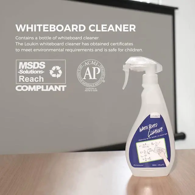 Alt view image 2 of 6 - loukin Non-Toxic Whiteboard Cleaner, 17 fl oz Dry Erase Board Cleaner, Low-Odor Whiteboards Cleaning Spray, Removes Stubborn Marks from Whiteboard, Chalkboard