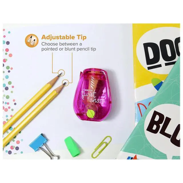 Alt view image 2 of 3 - Bostitch Office Pencil Sharpener, Twist-N-Sharp, Easy Open Tray, Perfect for Kids, Works with Colored Pencils & Makeup Pencils, 3-Pack