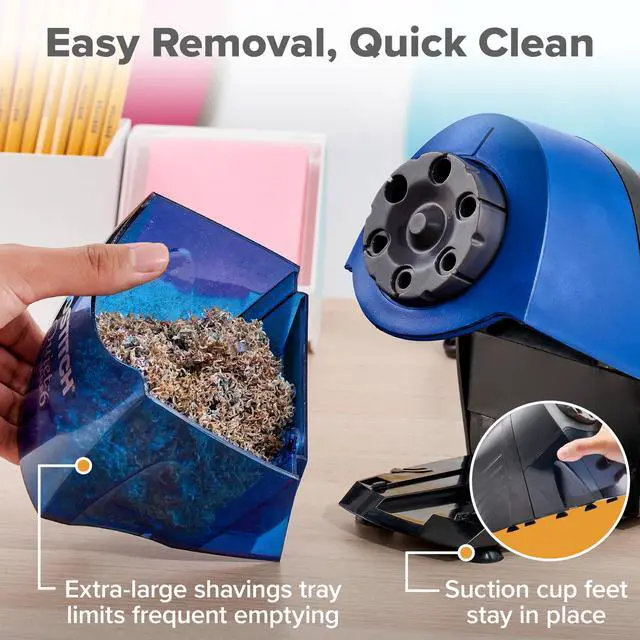 Alt view image 6 of 7 - Bostitch Office QuietSharp 6 Electric Pencil Sharpener, Heavy Duty Classroom Sharpener, Size Selector with 6 Different Sizes, For Colored & Graphite Pencils, Blue