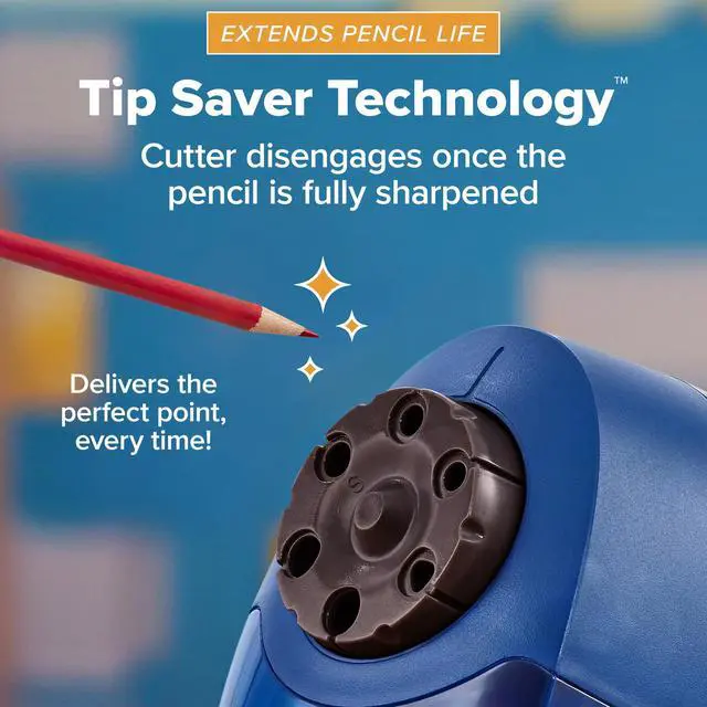 Alt view image 7 of 7 - Bostitch Office QuietSharp 6 Electric Pencil Sharpener, Heavy Duty Classroom Sharpener, Size Selector with 6 Different Sizes, For Colored & Graphite Pencils, Blue