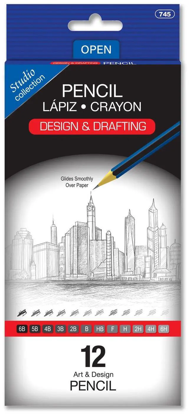 Main image of BAZIC PRODUCTS Art and Drafting Pencils, 6B 5B 4B 3B 2B B HB F H 2H 4H 6H Graphite Drawing Pencil Set, 12 Count for Sketching Shading