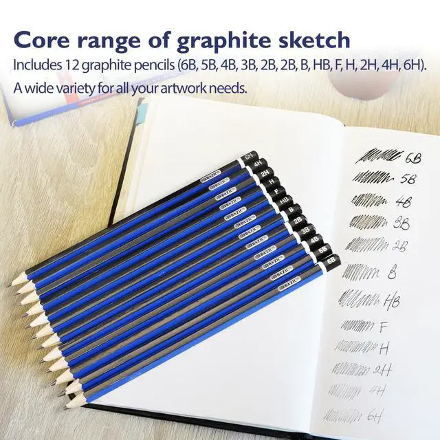 Alt view image 4 of 7 - BAZIC PRODUCTS Art and Drafting Pencils, 6B 5B 4B 3B 2B B HB F H 2H 4H 6H Graphite Drawing Pencil Set, 12 Count for Sketching Shading