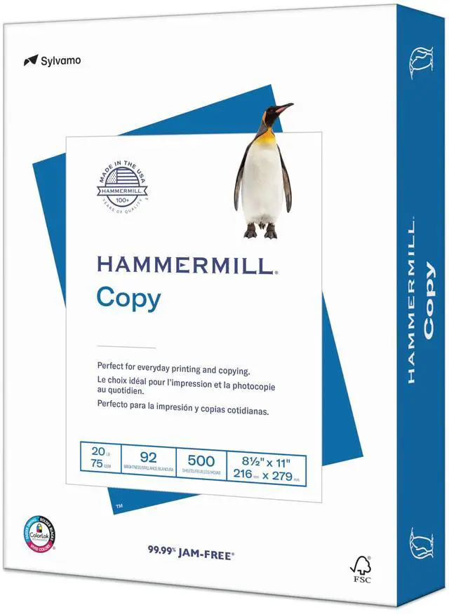 Main image of Hammermill Printer Paper, 20 lb Copy Paper, 8.5 x 11 - 1 Ream (500 Sheets) - 92 Bright, Made in the USA