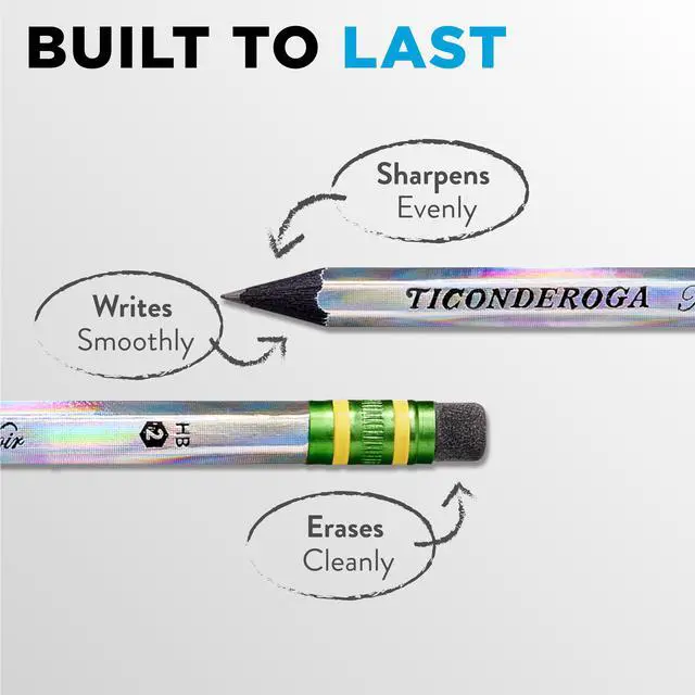 Alt view image 3 of 7 - Ticonderoga Noir Black Wood-Cased #2 Pencils, Holographic Design, 12 Count