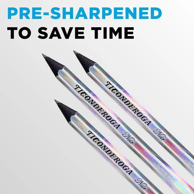 Alt view image 5 of 7 - Ticonderoga Noir Black Wood-Cased #2 Pencils, Holographic Design, 12 Count