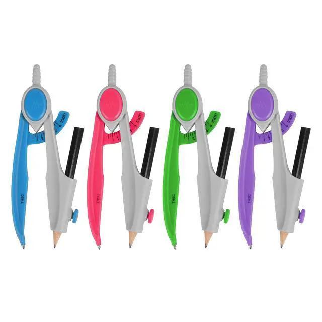 Alt view image 6 of 6 - Compass and Protractor Math and Geometry Set, Essential School Supplies, Plastic Compass for Circles Up to 13-Inches, Back to School, Classroom, School Supplies, 6-Inch Protractor, Assorted Colors