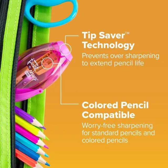 Alt view image 4 of 7 - Bostitch Office Twist-N-Sharp Manual Pencil Sharpener, 2 Holes for Standard and Jumbo Pencils with Ratchet Technology, 1 Sharpener Random Color