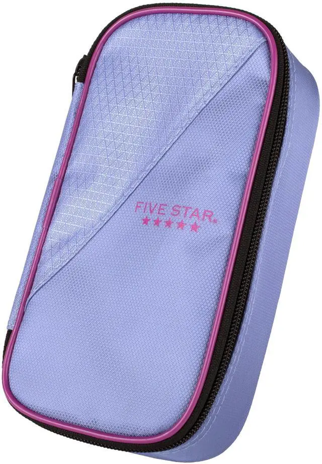 Main image of Five Star Pencil Pouch, Pen Case, High-Capacity Zipper Pouch, Storage Organizer for School Supplies Earbuds Chargers Cables Makeup, Lilac/Berry (500211F-ECM)