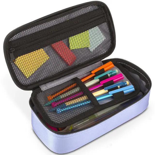 Alt view image 4 of 7 - Five Star Pencil Pouch, Pen Case, High-Capacity Zipper Pouch, Storage Organizer for School Supplies Earbuds Chargers Cables Makeup, Lilac/Berry (500211F-ECM)