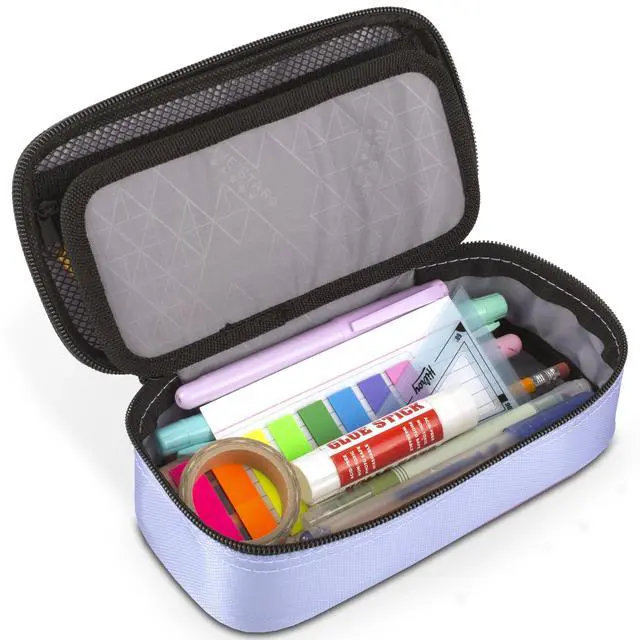 Alt view image 5 of 7 - Five Star Pencil Pouch, Pen Case, High-Capacity Zipper Pouch, Storage Organizer for School Supplies Earbuds Chargers Cables Makeup, Lilac/Berry (500211F-ECM)