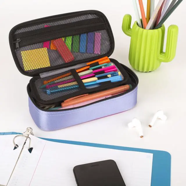 Alt view image 6 of 7 - Five Star Pencil Pouch, Pen Case, High-Capacity Zipper Pouch, Storage Organizer for School Supplies Earbuds Chargers Cables Makeup, Lilac/Berry (500211F-ECM)