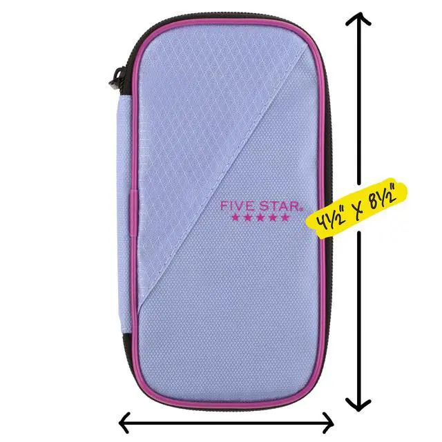Alt view image 7 of 7 - Five Star Pencil Pouch, Pen Case, High-Capacity Zipper Pouch, Storage Organizer for School Supplies Earbuds Chargers Cables Makeup, Lilac/Berry (500211F-ECM)