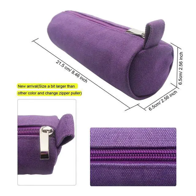 Alt view image 2 of 7 - Enyuwlcm Heavy Canvas Stationery Stylish Simple Pencil Bag and Durable Compact Zipper Pencil Case Pouch 1 Pack Purple