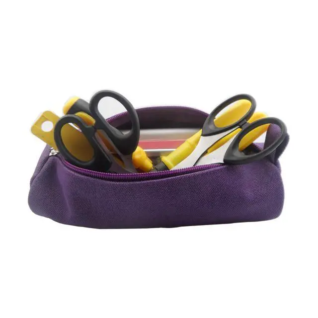 Alt view image 6 of 7 - Enyuwlcm Heavy Canvas Stationery Stylish Simple Pencil Bag and Durable Compact Zipper Pencil Case Pouch 1 Pack Purple