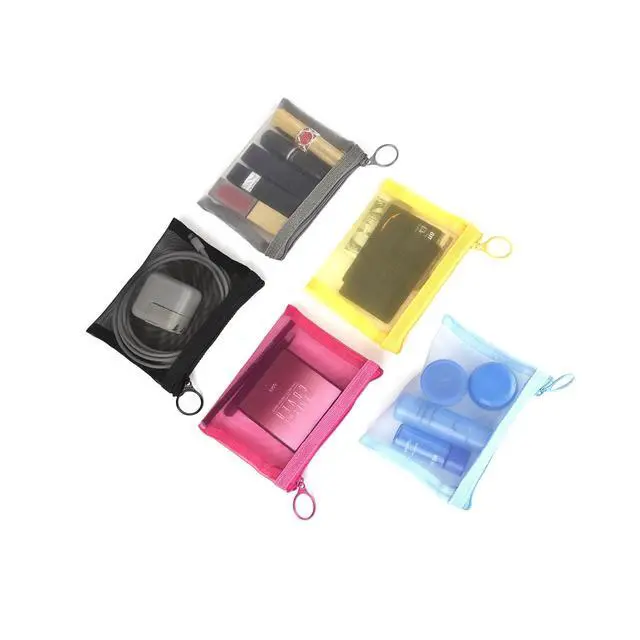 Alt view image 3 of 7 - patu Mini Zipper Mesh Bags, 4" x 5", Size S / A7, 5 Pieces, Beauty Makeup Lipstick Cosmetic Accessories Organizer, Small Travel Kit Storage Pouch, Assorted Colors