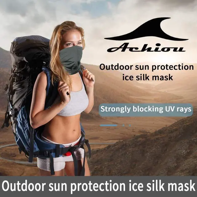 Alt view image 5 of 6 - Achiou Cooling Neck Gaiter Face Cover Scarf, UV Protection Mask for Men and Women,Soft Windproof, Hiking Cycling Running