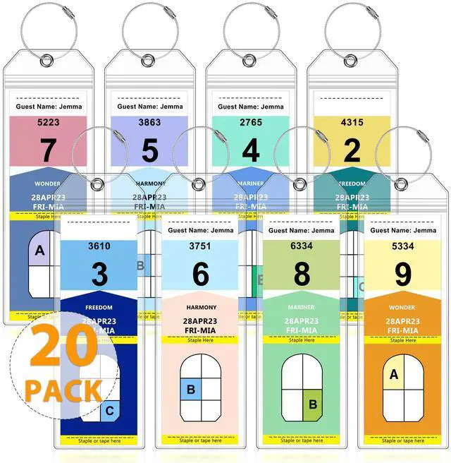 Main image of 20 Pack Luggage Tags Travel Essentials & Cruise Essentials for NCL, Princess, Carnival, Royal Caribbean & Celebrity Cruise Ships by SEAVILIA