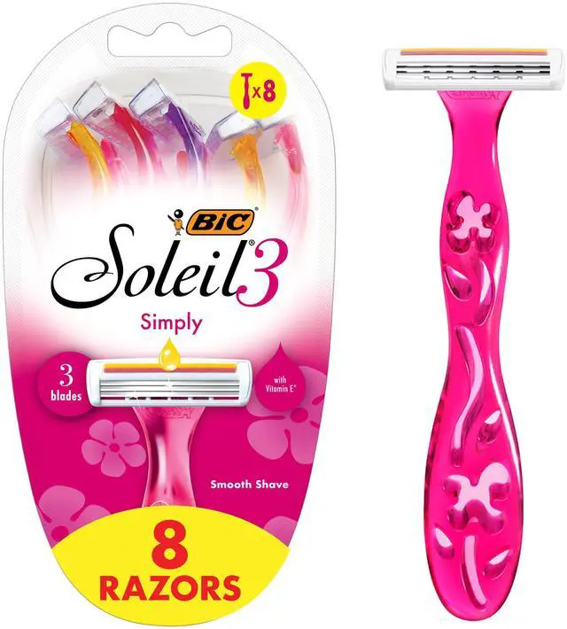 Main image of BIC Soleil 3 Simply Women's Disposable 3-Blade Razors, Aloe Vera Moisture Strip, College Dorm Room Essential, Shower Caddy and Toiletry Bag Ready, 8-Pack