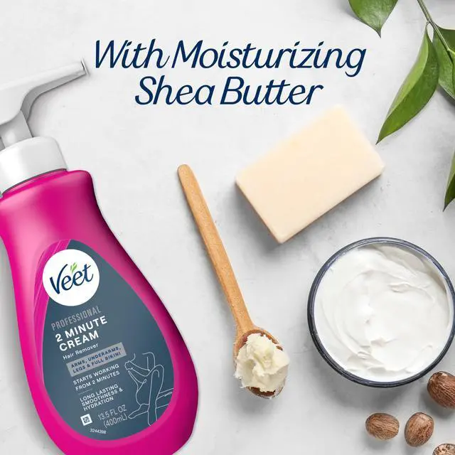 Alt view image 6 of 7 - VEET Professional 2 Minute Cream for All Skin Types with Shea Butter, Effective Full Bikini & Pubic Hair Removal, Dermatologically Tested, 13.5 FL OZ Bottle w/Spatula