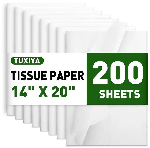 Main image of 200 Sheets White Tissue Paper, 14" X 20" Tissue Papers Bulk for Christmas Wedding Birthday Showers Valentine's Day Flower Decoration, Tissue Paper for Gift Bags, Crafts, Packaging, Storage, Art