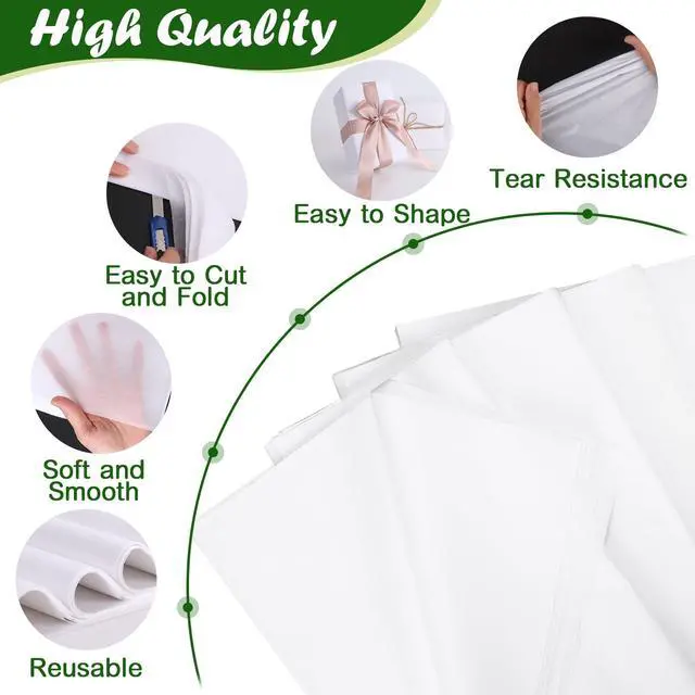 Alt view image 3 of 7 - 200 Sheets White Tissue Paper, 14" X 20" Tissue Papers Bulk for Christmas Wedding Birthday Showers Valentine's Day Flower Decoration, Tissue Paper for Gift Bags, Crafts, Packaging, Storage, Art