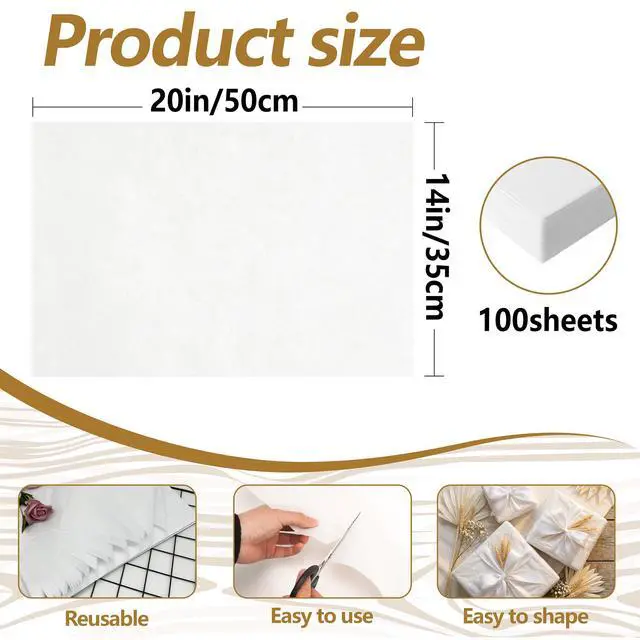 Alt view image 2 of 6 - Bobobag 100 Sheets White Tissue Paper 20"X14" Tissue Paper for Gift Bags, Gift Wrapping Tissue, Christmas Tissue Paper Anniversary Holiday Decoration Arts Craft