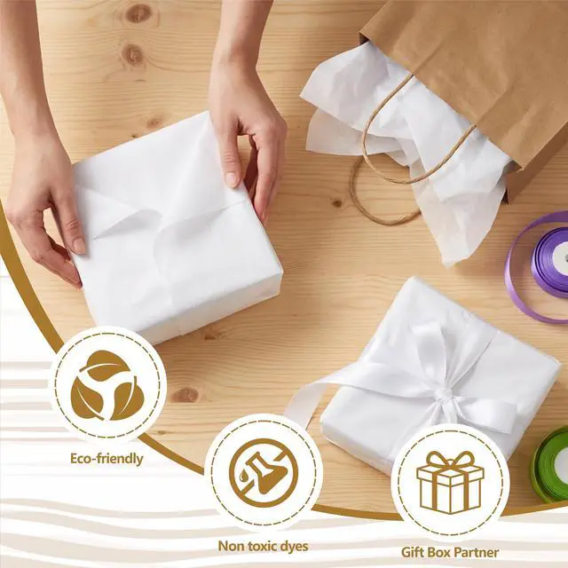 Alt view image 3 of 6 - Bobobag 100 Sheets White Tissue Paper 20"X14" Tissue Paper for Gift Bags, Gift Wrapping Tissue, Christmas Tissue Paper Anniversary Holiday Decoration Arts Craft