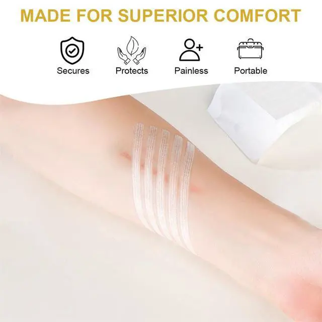 Alt view image 6 of 7 - Sterile Strip 40 Strips Wound Closures 1/4" x 4" Adhesive Skin Closure for Closing Minor Cuts Wounds