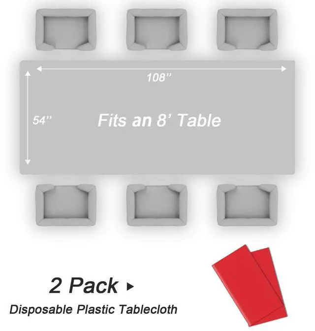 Alt view image 5 of 7 - QIKSION Red Plastic Table Cloth Disposable 2 Pack, 54 x 108 Inch Tablecloths for Valentines, Mothers Day, Birthday Party, Christmas Decorations, Rectangle Table Cover