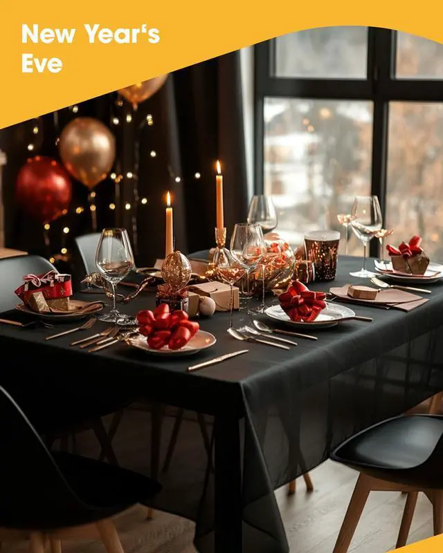 Alt view image 6 of 7 - Niuara Black Plastic Table Cloth - 4 Pack 54" × 108" Rectangle Disposable Tablecloths for 6FT Tables, Table Cover for Party, Holiday & Gathering Use