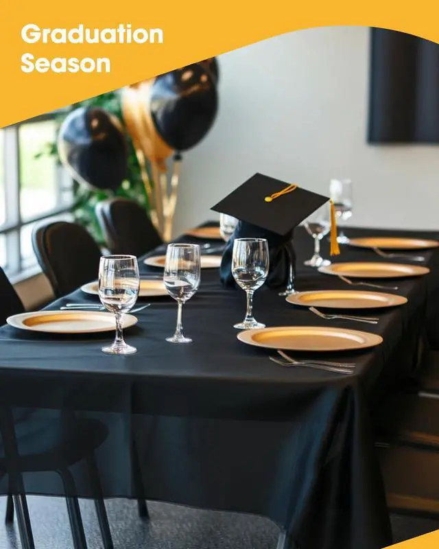 Alt view image 7 of 7 - Niuara Black Plastic Table Cloth - 4 Pack 54" × 108" Rectangle Disposable Tablecloths for 6FT Tables, Table Cover for Party, Holiday & Gathering Use