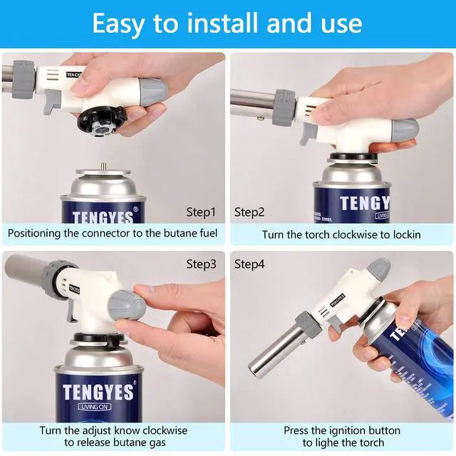 Alt view image 3 of 6 - TENGYES Butane Torch Head Kitchen Blow Lighter