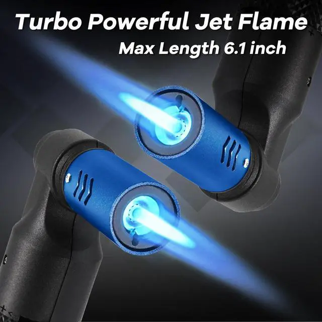 Alt view image 2 of 6 - Luxgaze Butane Torch Kitchen Torch Lighter Refillable Big Jet Flame Mini Blow Torch Portable Crème Brulee Torch for Camping Grill Culinary Soldering Cooking Welding BBQ(Gas not Included) Blue